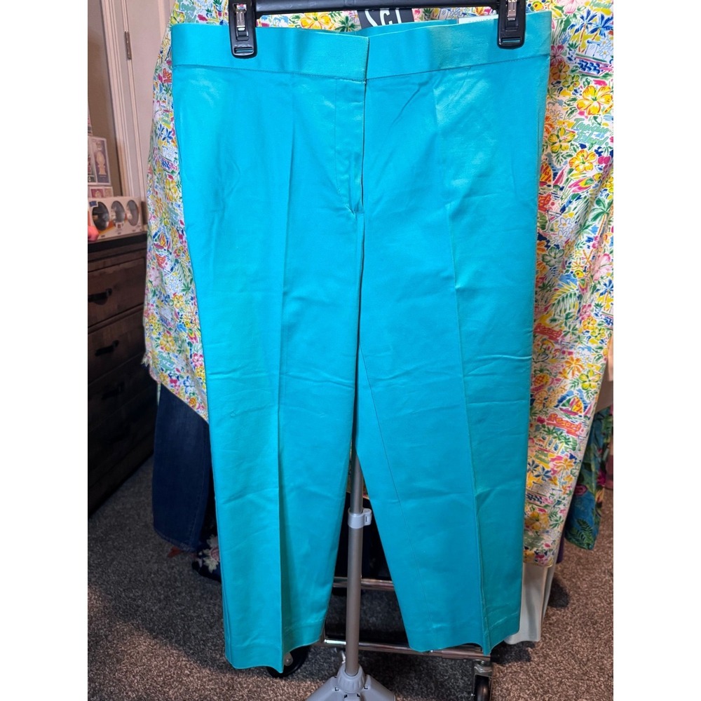 152 Sag Harbor Stretch Crop Trousers 8P Turquoise Blue Fashion Basic B102204